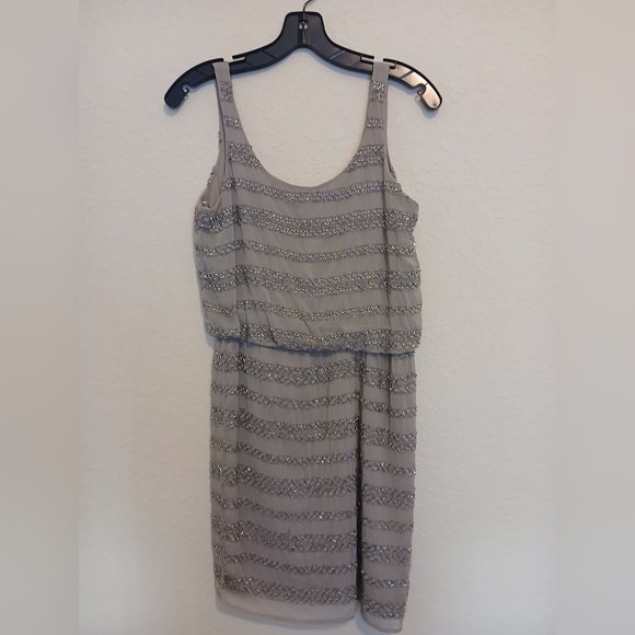 5/48 Gray Beaded Sleeveless Dress - Picture 1 of 7